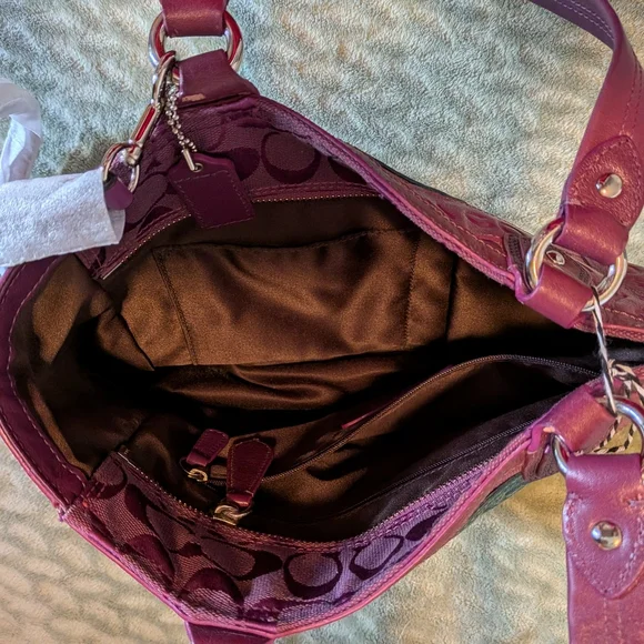 Coach Magenta Purple /Teal Signature Tote Patchwork Vintage RARE - Picture 9 of 11